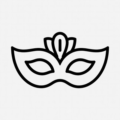 Black Outline Masquerade Mask