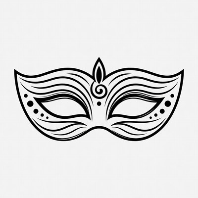 Elegant Black Line Art Mask