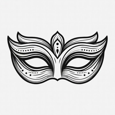 Ornate Black Line Art Mask