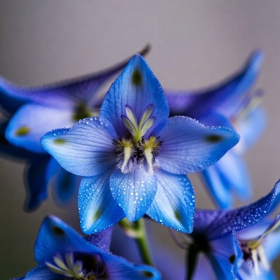 Blue Larkspur Flowers Closeup