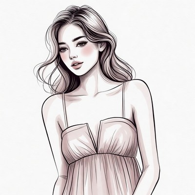 Beautiful Asian woman in pink dress