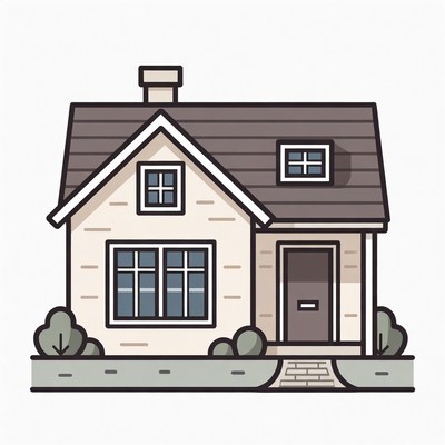 Cartoon House with Chimney