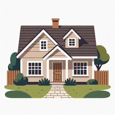 Cartoon House with Garden Path