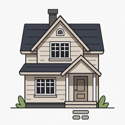 Cartoon House with Chimney