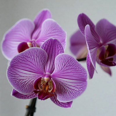 Purple Phalaenopsis Orchids on White Background
