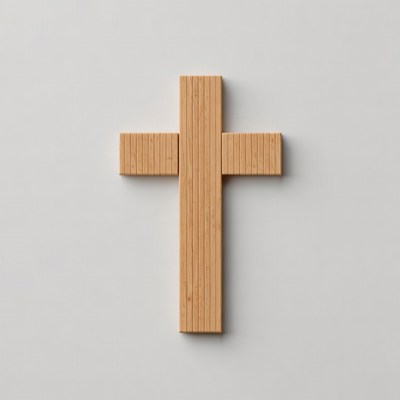 Wooden cross on white background