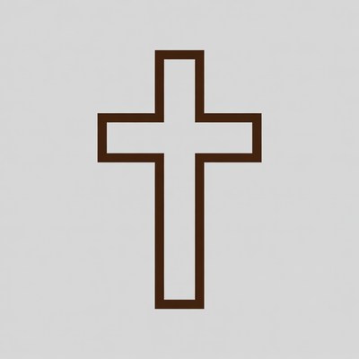 Brown Outline Cross Symbol