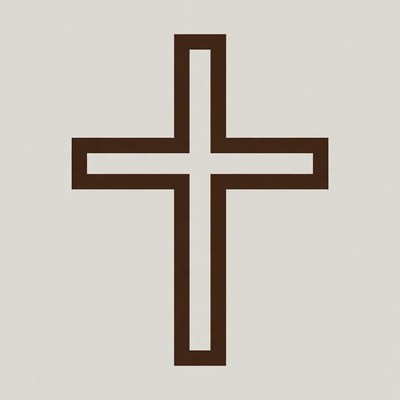 Brown Outline Christian Cross