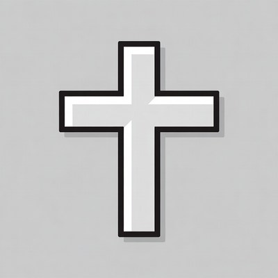 White Cross on Gray Background