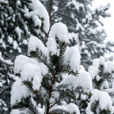 Snowy Pine Tree Branches