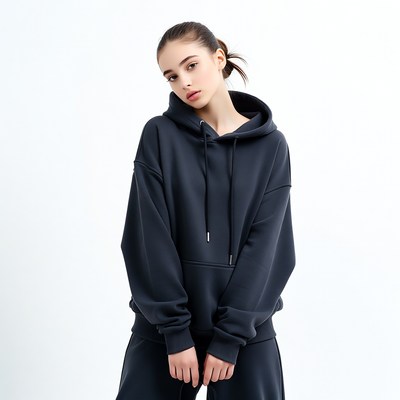 Young woman in black hoodie