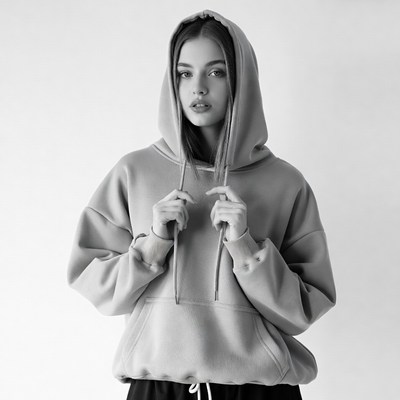Woman wearing hoodie