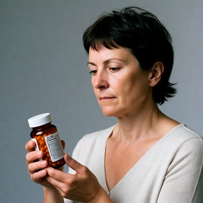 Woman holding prescription bottle
