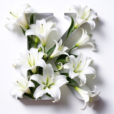 White Lilies Forming Letter K