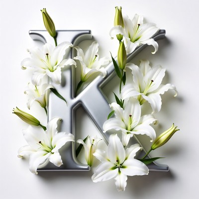 Lilies Forming Silver Letter K