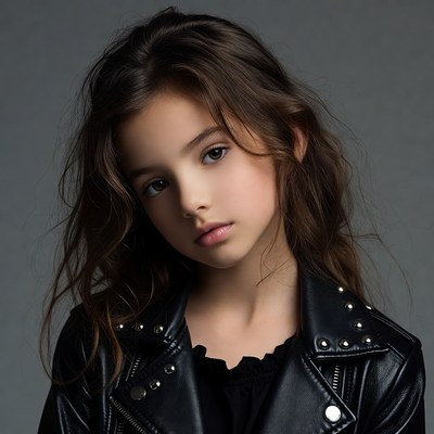 Girl in black leather jacket