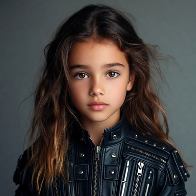 Girl in black leather jacket