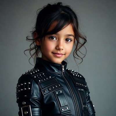 Girl in studded leather jacket