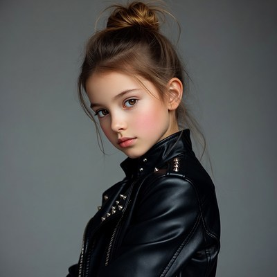 Girl in studded leather jacket