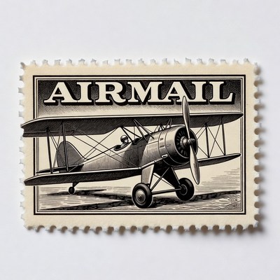 Vintage Biplane Air Mail Stamp
