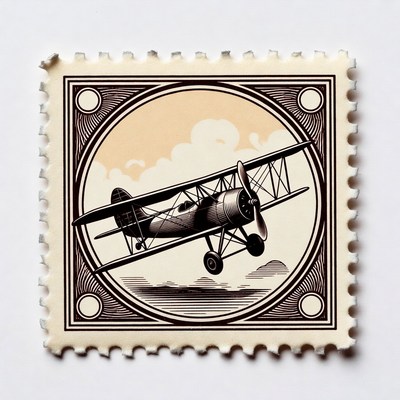 Vintage Biplane on Stamp