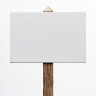 Blank sign on wooden post