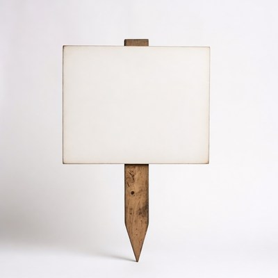 Blank wooden sign on stake