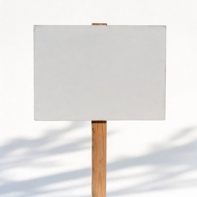 Blank sign on wooden post