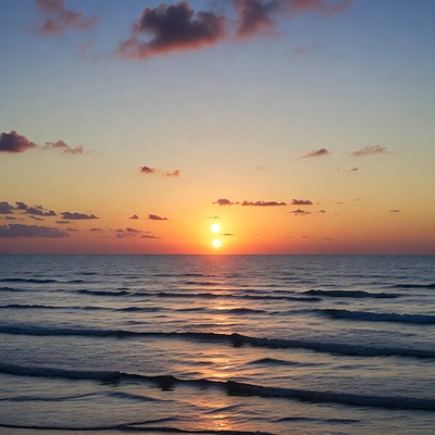 Double Sun Sunset Over Ocean Waves