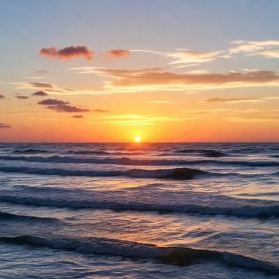 Ocean Sunset with Waves