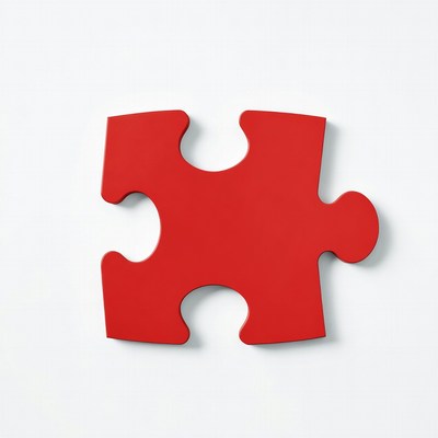 Red puzzle piece on white