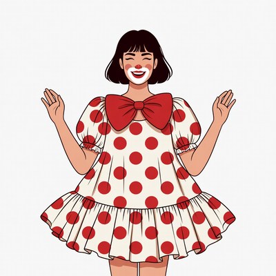 Clown girl with polka dot dress