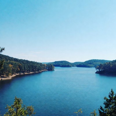 Autumn Lake Surrounded by Forest Hills