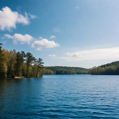 Serene Lake Surrounded by Autumn Forest