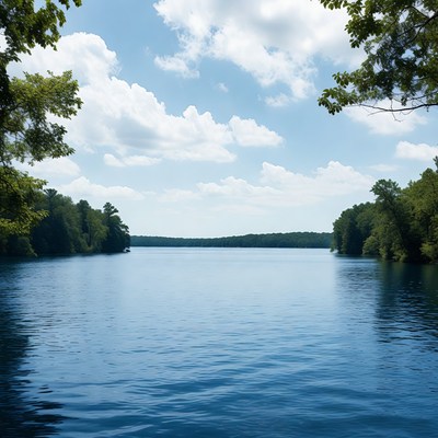Serene Lake Framed by Trees