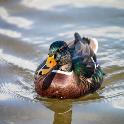 Male mallard duck swimming in water