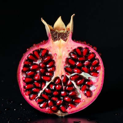 Cut Pomegranate on Black Background
