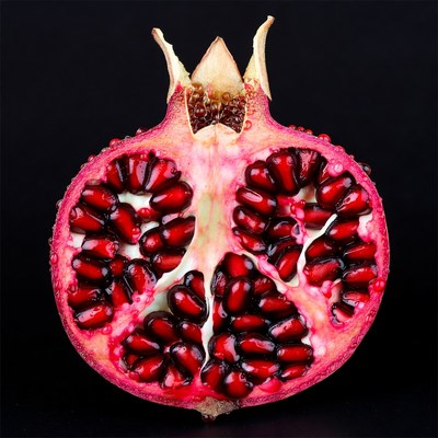 Cut Pomegranate on Black Background