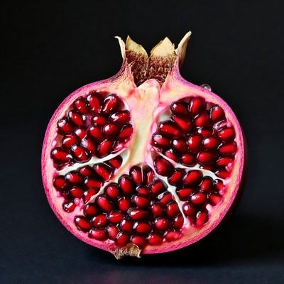 Cut Pomegranate on Black Background