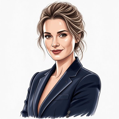 Blonde woman in navy blazer