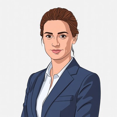 Woman in navy blue business suit