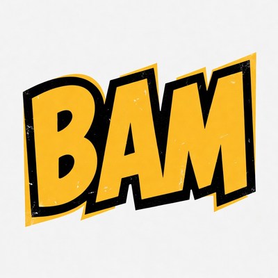 Bold Yellow BAM Comic Text