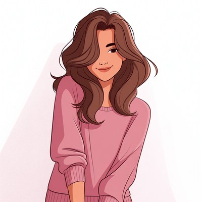 Smiling Asian woman in pink sweater