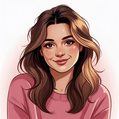 Smiling woman with wavy brown hair