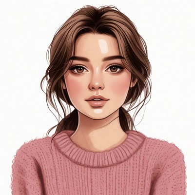 Beautiful woman in pink sweater