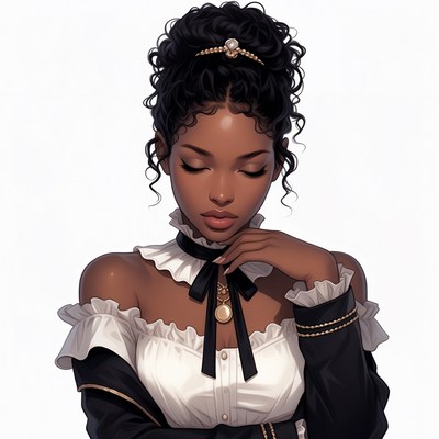 Beautiful African-American woman in Victorian dress