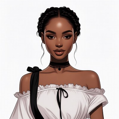 African-American woman with braids and choker