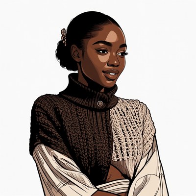 African-American woman in knit sweater