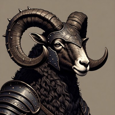 Armored Ram Warrior Illustration