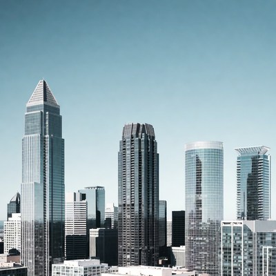 Modern skyscrapers against blue sky